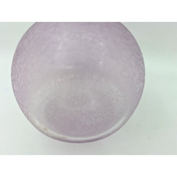 Vintage Libbey Frosted Crackle Glass Vase Purppish Pink Tone Marked L 7.08" - Picture 10 of 11